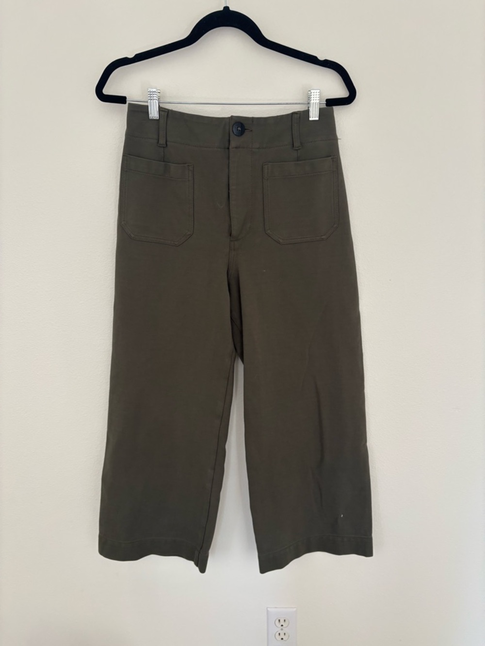 Maeve Olive Green Wide-Leg Pants